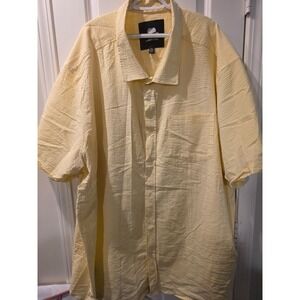 Winston Men's Yellow Seersucker  Short Sleeve Button Down Shirt SZ 6XL